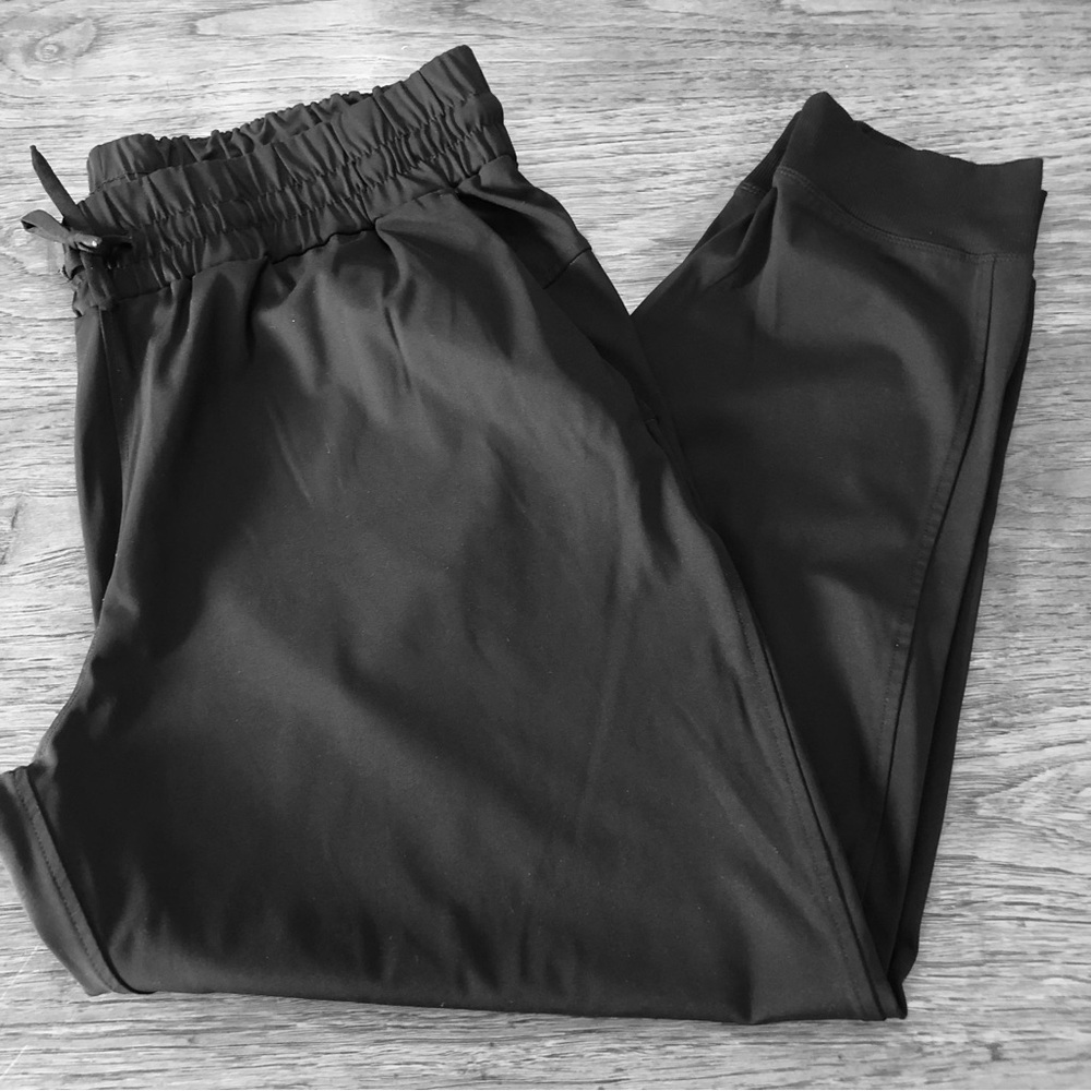 Black Travel Jogger Pants with Drawstring Waist